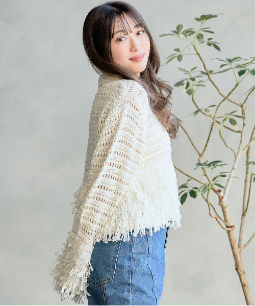 DAESE TOKYO(デセトウキョウ)の「『DAESE TOKYO/デセトウキョウ』メッシュフリンジカーディガン(カーディガン/ボレロ・レディース・オフホワイト/ピンク/ネイビー・FREE)」の17枚目の写真
