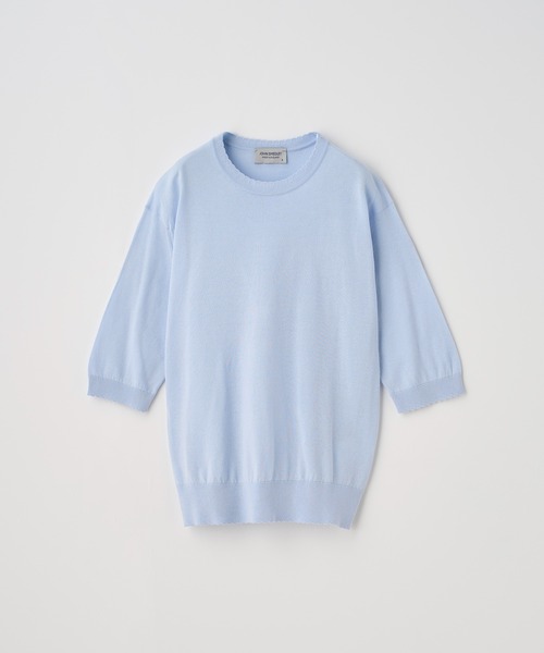 JOHN SMEDLEY(ジョンスメドレー)の「コットンスカラップ半袖ニットプルオーバー(ニット/セーター・レディース・ブルー系1・S/M)」の1枚目の写真