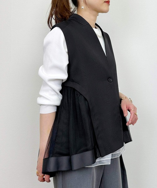 LUGIVA(ルギヴァ)の「バックチュールベスト(ベスト・レディース・ベージュ/ブラック・M)」の12枚目の写真