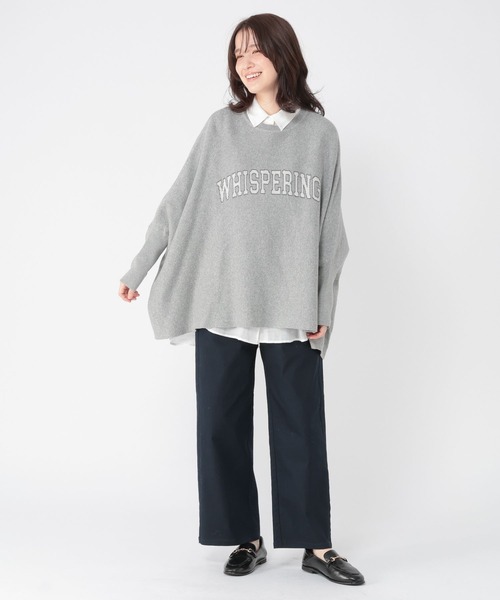 studio CLIP（スタディオクリップ）の「12ゲージダブルジャガードロゴワイドプルオーバー（ニット/セーター・レディース・ネイビー/ライトベージュ/ライトグレー・FREE）」の11枚目の写真