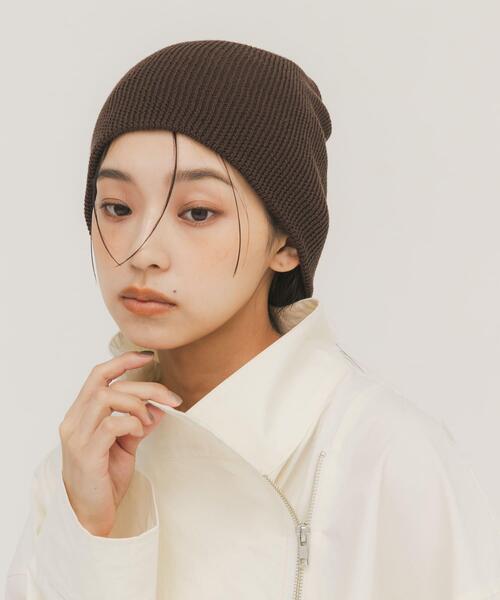 KBF（ケイビーエフ）の「リブニットビーニー（ニットキャップ/ビーニー・レディース・ブラウン/グレー・ONE）」の4枚目の写真