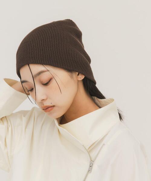 KBF（ケイビーエフ）の「リブニットビーニー（ニットキャップ/ビーニー・レディース・ブラウン/グレー・ONE）」の6枚目の写真
