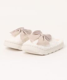 Lace Ladies（レースレディース）の「異素材 リボン 厚底 ボア スリッパ（ルームシューズ/スリッパ）」