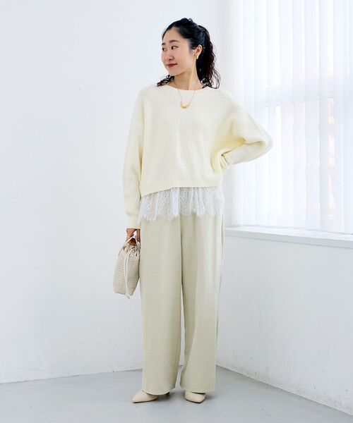 le.coeur blanc（ルクールブラン）の「ピーチスキンイージーパンツ（その他パンツ・レディース・ベージュ/イエロー・36/38）」の3枚目の写真