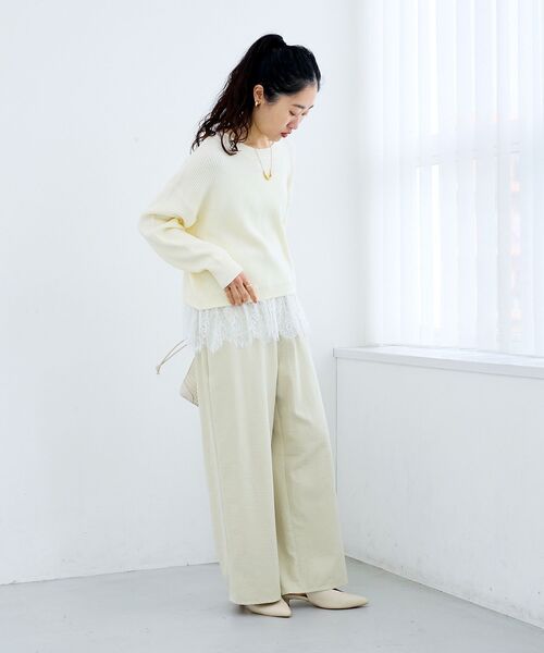 le.coeur blanc（ルクールブラン）の「ピーチスキンイージーパンツ（その他パンツ・レディース・ベージュ/イエロー・36/38）」の4枚目の写真