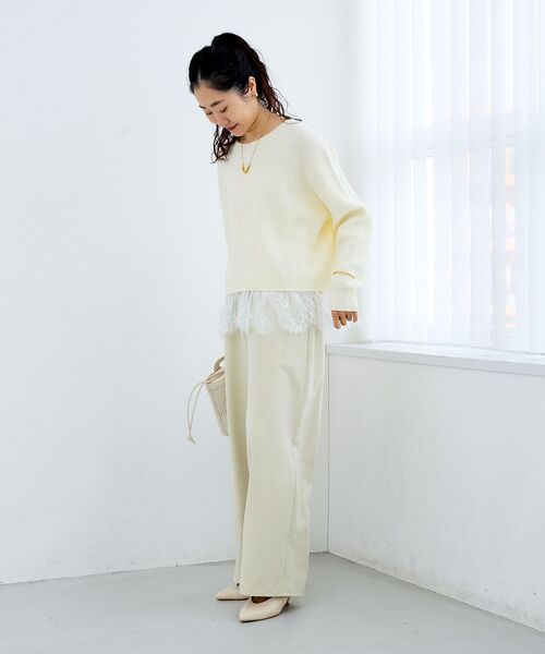 le.coeur blanc（ルクールブラン）の「ピーチスキンイージーパンツ（その他パンツ・レディース・ベージュ/イエロー・36/38）」の7枚目の写真