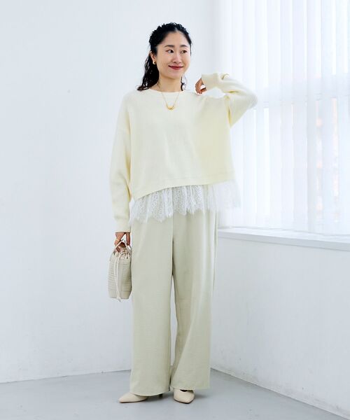 le.coeur blanc（ルクールブラン）の「ピーチスキンイージーパンツ（その他パンツ・レディース・ベージュ/イエロー・36/38）」の8枚目の写真