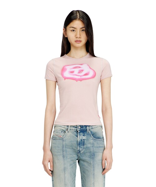 DIESEL(ディーゼル)の「ウィメンズ Tシャツ T-UNCUTIES-LONG-S3(Tシャツ/カットソー・レディース・ライトブルー/ピンク・SMALL/MEDIUM/LARGE/X-LARGE)」の5枚目の写真