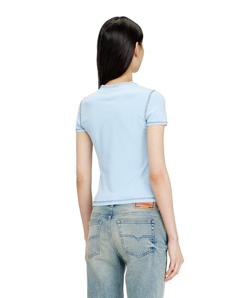 DIESEL(ディーゼル)の「ウィメンズ Tシャツ T-UNCUTIES-LONG-S3(Tシャツ/カットソー・レディース・ライトブルー/ピンク・SMALL/MEDIUM/LARGE/X-LARGE)」の8枚目の写真