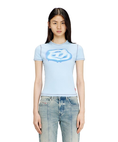 DIESEL(ディーゼル)の「ウィメンズ Tシャツ T-UNCUTIES-LONG-S3(Tシャツ/カットソー・レディース・ライトブルー/ピンク・SMALL/MEDIUM/LARGE/X-LARGE)」の9枚目の写真