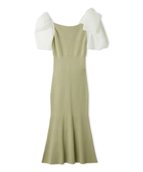 SNIDEL（スナイデル）の「Sustainableリボンライクドッキングニットワンピース（ワンピース・レディース・ミント/ピンク/ブラック・0/1）」の3枚目の写真