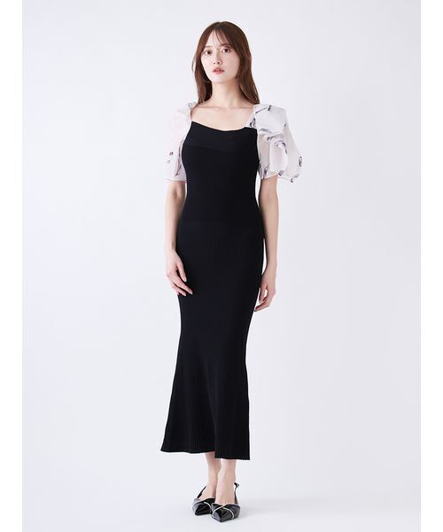 SNIDEL（スナイデル）の「Sustainableリボンライクドッキングニットワンピース（ワンピース・レディース・ミント/ピンク/ブラック・0/1）」の4枚目の写真