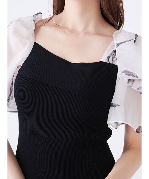 SNIDEL（スナイデル）の「Sustainableリボンライクドッキングニットワンピース（ワンピース・レディース・ミント/ピンク/ブラック・0/1）」の7枚目の写真