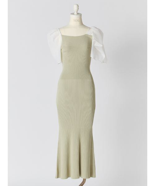 SNIDEL（スナイデル）の「Sustainableリボンライクドッキングニットワンピース（ワンピース・レディース・ミント/ピンク/ブラック・0/1）」の15枚目の写真