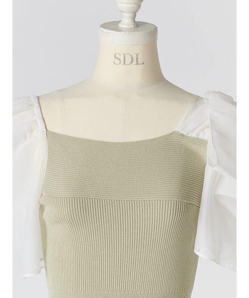 SNIDEL（スナイデル）の「Sustainableリボンライクドッキングニットワンピース（ワンピース・レディース・ミント/ピンク/ブラック・0/1）」の16枚目の写真