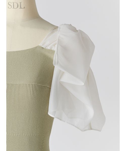 SNIDEL（スナイデル）の「Sustainableリボンライクドッキングニットワンピース（ワンピース・レディース・ミント/ピンク/ブラック・0/1）」の17枚目の写真