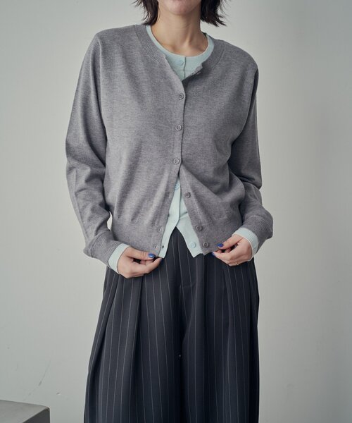 goocy（グーシー）の「【SNSでバズった！】レイヤードライク配色カーディガン（カーディガン/ボレロ・レディース・チャコールグレー/ネイビー/グレー/ブラウン・FREE）」の15枚目の写真
