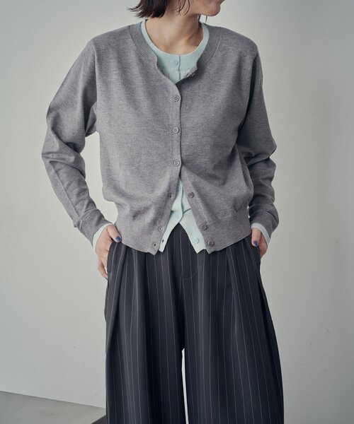 goocy（グーシー）の「【SNSでバズった！】レイヤードライク配色カーディガン（カーディガン/ボレロ・レディース・チャコールグレー/ネイビー/グレー/ブラウン・FREE）」の17枚目の写真