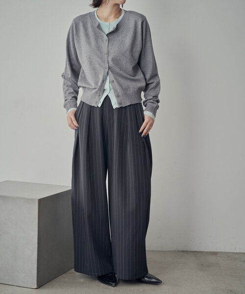 goocy（グーシー）の「【SNSでバズった！】レイヤードライク配色カーディガン（カーディガン/ボレロ・レディース・チャコールグレー/ネイビー/グレー/ブラウン・FREE）」の19枚目の写真