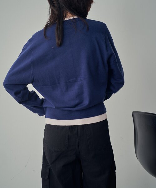 goocy（グーシー）の「【SNSでバズった！】レイヤードライク配色カーディガン（カーディガン/ボレロ・レディース・チャコールグレー/ネイビー/グレー/ブラウン・FREE）」の9枚目の写真