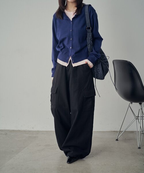 goocy（グーシー）の「【SNSでバズった！】レイヤードライク配色カーディガン（カーディガン/ボレロ・レディース・チャコールグレー/ネイビー/グレー/ブラウン・FREE）」の11枚目の写真