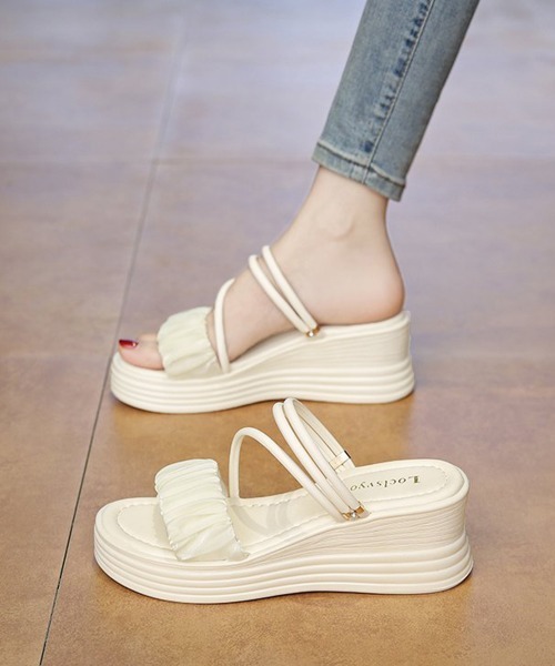 Miniministore(ミニミニストア)の「厚底ストラップサンダル美脚ウェッジソール(サンダル・レディース・ブラック/アイボリー・22.5cm/23.0cm/23.5cm/24.0cm/24.5cm)」の6枚目の写真