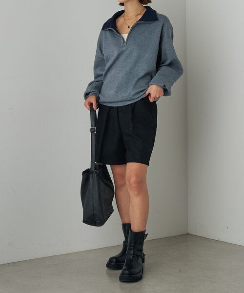 goocy（グーシー）の「衿配色ハーフジップニット（ニット/セーター・レディース・グレー/レッド・FREE）」の7枚目の写真