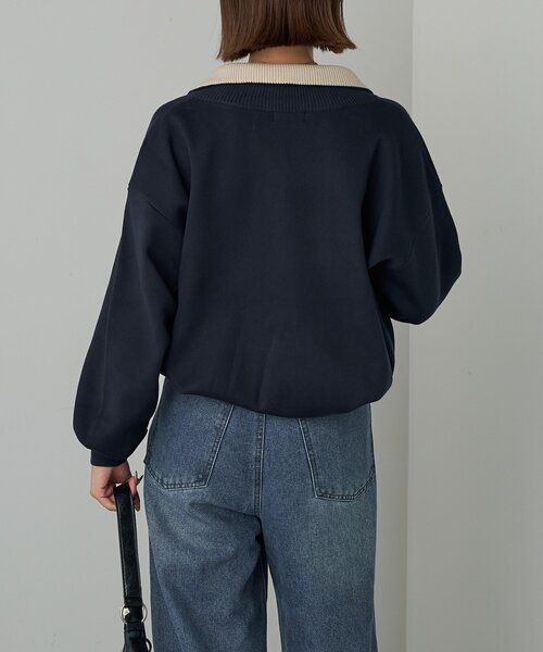 goocy（グーシー）の「衿配色ハーフジップニット（ニット/セーター・レディース・グレー/レッド・FREE）」の10枚目の写真