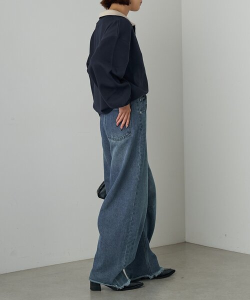 goocy（グーシー）の「衿配色ハーフジップニット（ニット/セーター・レディース・グレー/レッド・FREE）」の12枚目の写真