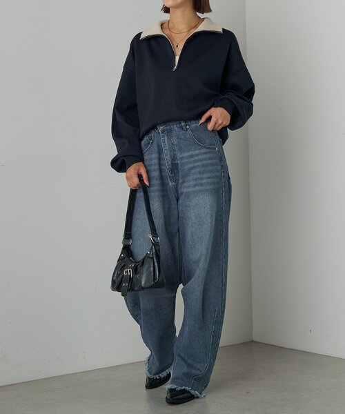 goocy（グーシー）の「衿配色ハーフジップニット（ニット/セーター・レディース・グレー/レッド・FREE）」の20枚目の写真