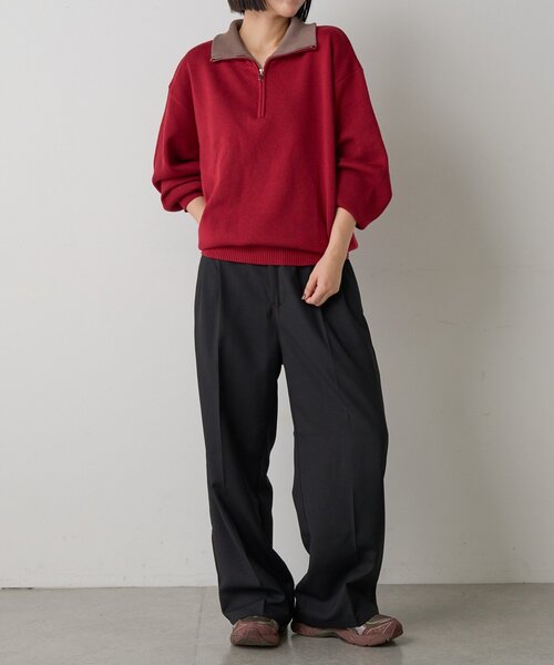 goocy（グーシー）の「衿配色ハーフジップニット（ニット/セーター・レディース・グレー/レッド・FREE）」の22枚目の写真