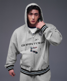 BORN TO WIN（ボーントゥウィン）の「NUMBER 5 RUGBY HOODIE ZIP-UP [MELANGE GREY]（ジャージ）」