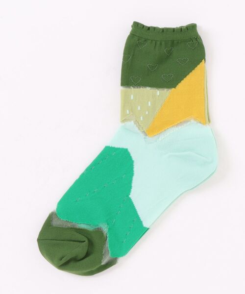 Fun & Daily（ファンアンドデイリー）の「F&D : ミックスブロックサマーソックス（ソックス/靴下・レディース・グリーン/ピンク・FREE）」の6枚目の写真