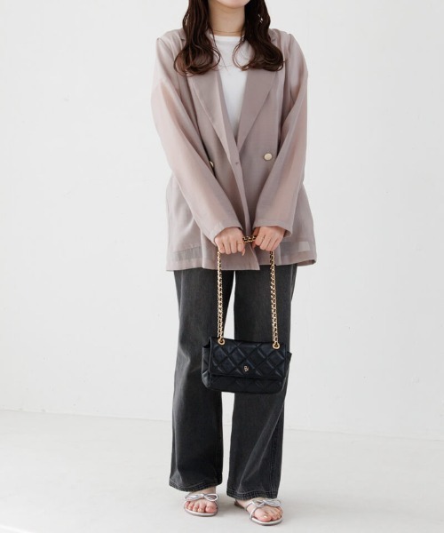 flower（フラワー）の「シアーテーラードジャケット（テーラードジャケット・レディース・ベージュ/アイボリー・FREE）」の5枚目の写真