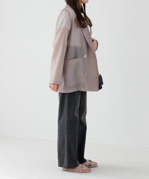 flower（フラワー）の「シアーテーラードジャケット（テーラードジャケット・レディース・ベージュ/アイボリー・FREE）」の6枚目の写真