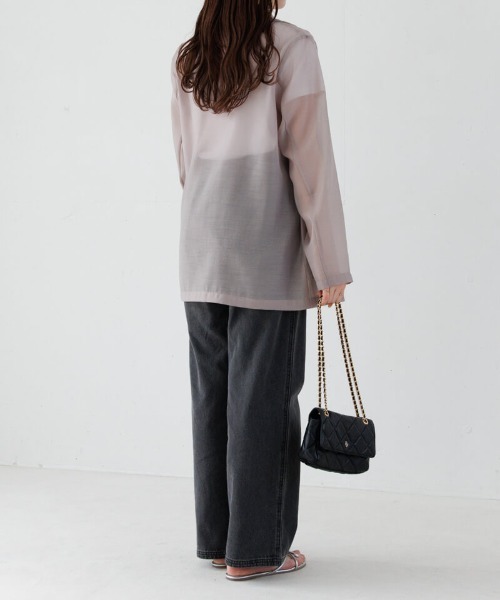 flower（フラワー）の「シアーテーラードジャケット（テーラードジャケット・レディース・ベージュ/アイボリー・FREE）」の7枚目の写真