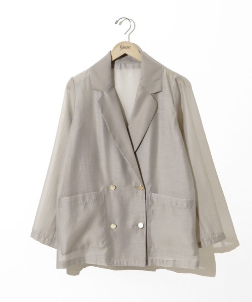 flower（フラワー）の「シアーテーラードジャケット（テーラードジャケット・レディース・ベージュ/アイボリー・FREE）」の12枚目の写真