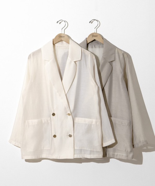 flower（フラワー）の「シアーテーラードジャケット（テーラードジャケット・レディース・ベージュ/アイボリー・FREE）」の13枚目の写真