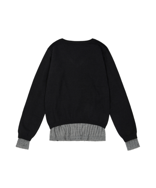 AAKAM(アーカム)の「Layered V-Neck Knit (Black)(ニット/セーター・レディース・その他・1/2)」の2枚目の写真