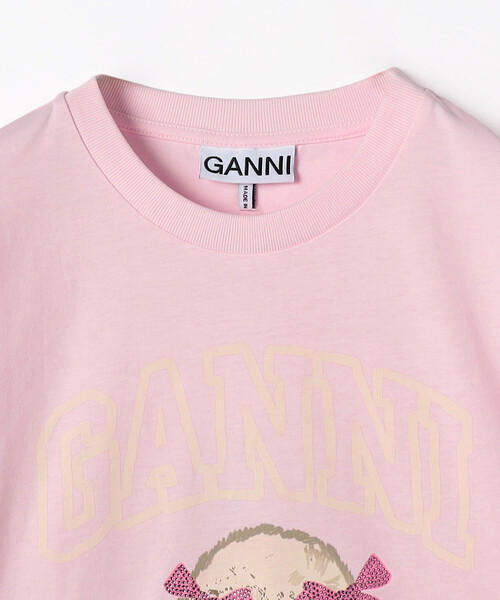 GANNI（ガニー）の「GANNI/ガニー Basic cotton Jersey T-shirt / A1050062 / フロントプリント 半袖Tシャツ（Tシャツ/カットソー・レディース・ピンク・SMALL）」の3枚目の写真