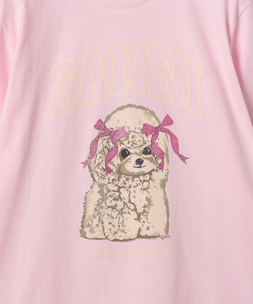 GANNI（ガニー）の「GANNI/ガニー Basic cotton Jersey T-shirt / A1050062 / フロントプリント 半袖Tシャツ（Tシャツ/カットソー・レディース・ピンク・SMALL）」の4枚目の写真