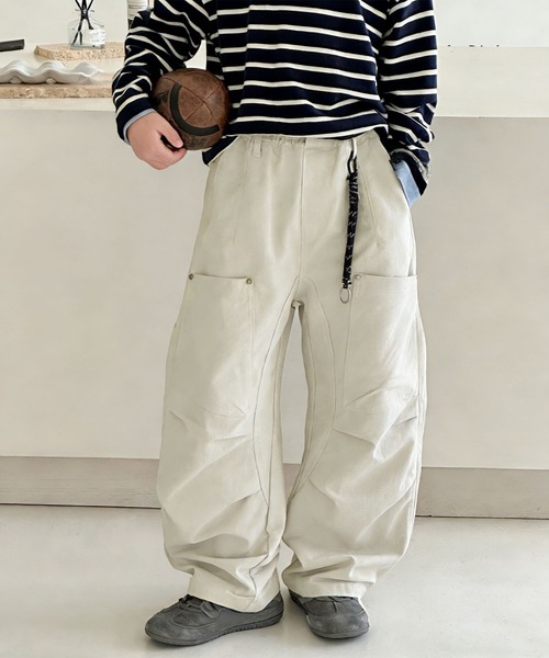 aimoha（アイモハ）の「【aimoha-KIDS-】ワイドカーゴパンツ（カーゴパンツ・キッズ・ネイビー/ライトグレー・130/120/110/100/160/150/140）」の2枚目の写真