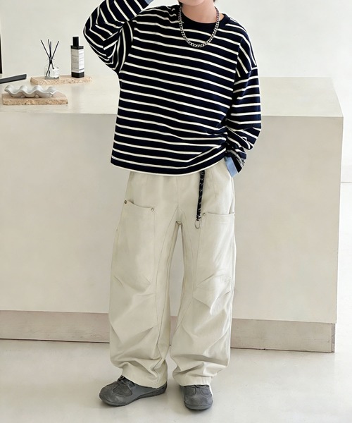 aimoha（アイモハ）の「【aimoha-KIDS-】ワイドカーゴパンツ（カーゴパンツ・キッズ・ネイビー/ライトグレー・130/120/110/100/160/150/140）」の3枚目の写真