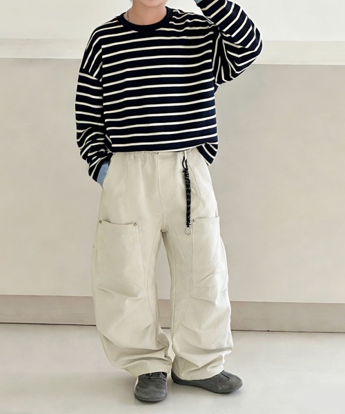 aimoha（アイモハ）の「【aimoha-KIDS-】ワイドカーゴパンツ（カーゴパンツ・キッズ・ネイビー/ライトグレー・130/120/110/100/160/150/140）」の4枚目の写真