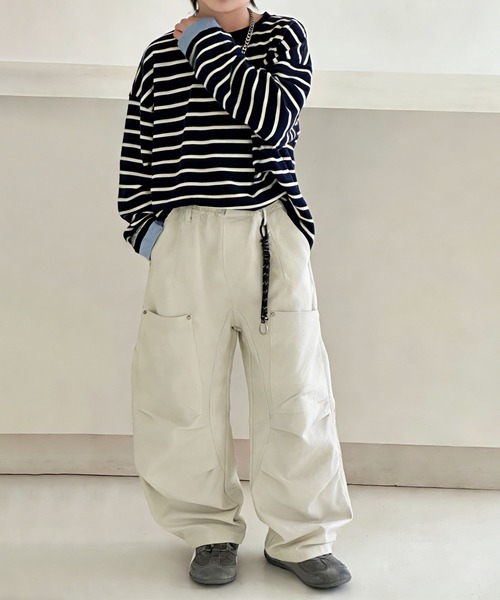 aimoha（アイモハ）の「【aimoha-KIDS-】ワイドカーゴパンツ（カーゴパンツ・キッズ・ネイビー/ライトグレー・130/120/110/100/160/150/140）」の5枚目の写真