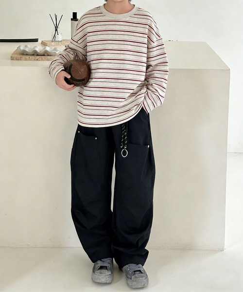 aimoha（アイモハ）の「【aimoha-KIDS-】ワイドカーゴパンツ（カーゴパンツ・キッズ・ネイビー/ライトグレー・130/120/110/100/160/150/140）」の9枚目の写真