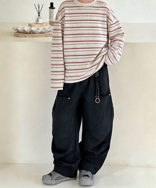 aimoha（アイモハ）の「【aimoha-KIDS-】ワイドカーゴパンツ（カーゴパンツ・キッズ・ネイビー/ライトグレー・130/120/110/100/160/150/140）」の11枚目の写真