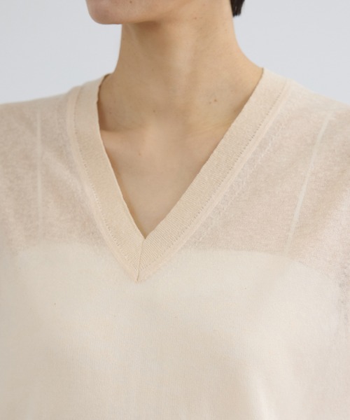 SALON adam et rope'（サロン アダム エ ロペ）の「コットンリネンシアーVネックベスト（ベスト・レディース・ブラック/オレンジ系その他/ベージュ・FREE）」の21枚目の写真