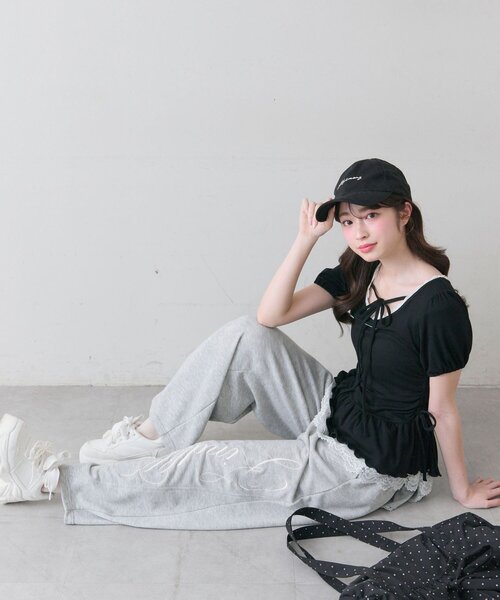 OLIVE des OLIVE(オリーブデオリーブ)の「刺繍ロゴバックリボンスウェットパンツ(スウェットパンツ・レディース・トップグレー/ドット/ピンク・FREE)」の20枚目の写真