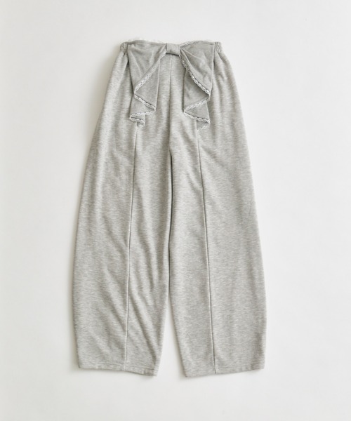 OLIVE des OLIVE（オリーブデオリーブ）の「刺繍ロゴバックリボンスウェットパンツ（スウェットパンツ・レディース・トップグレー/ドット/ピンク・FREE）」の2枚目の写真